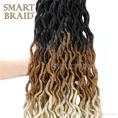 18 Inch Pre Looped Wavy Gypsy Loc Crochet Braids Dreadlocks Ombre Curly Wavy Twist Braiding Hair Extensions African Roots Braid